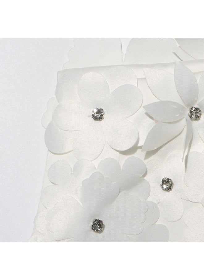 Chic Designer-Inspired Sleeveless A-Line Dress with 3D Floral Embellishments for Women