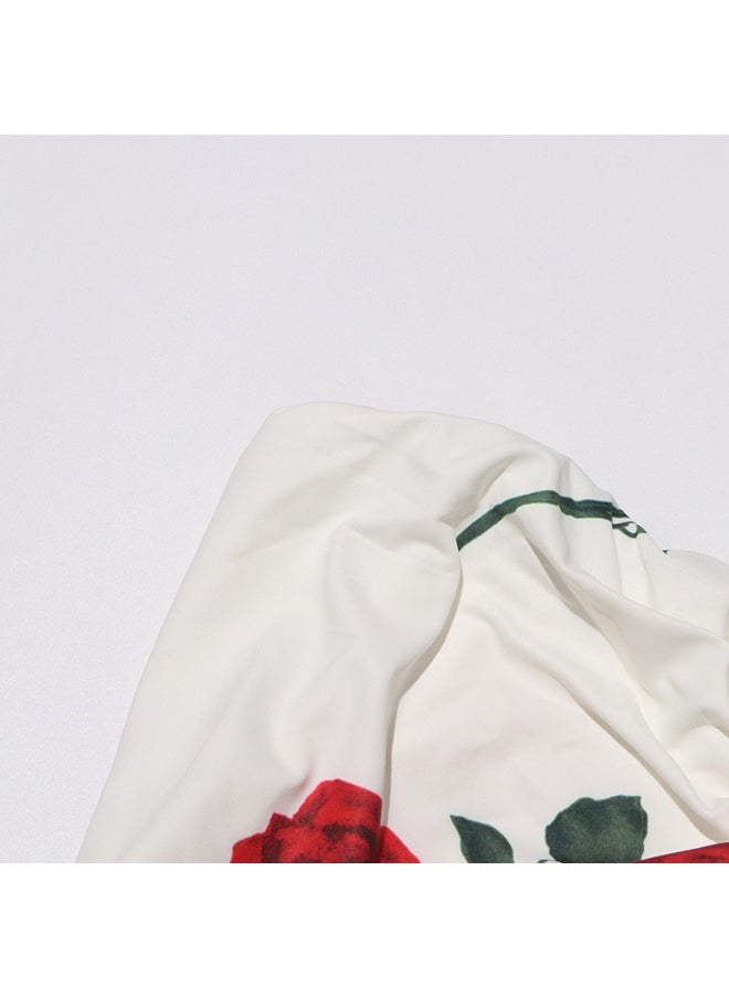 Elegant Strapless Dress for Women with Bodycon Fit and Floral Ruffle Design