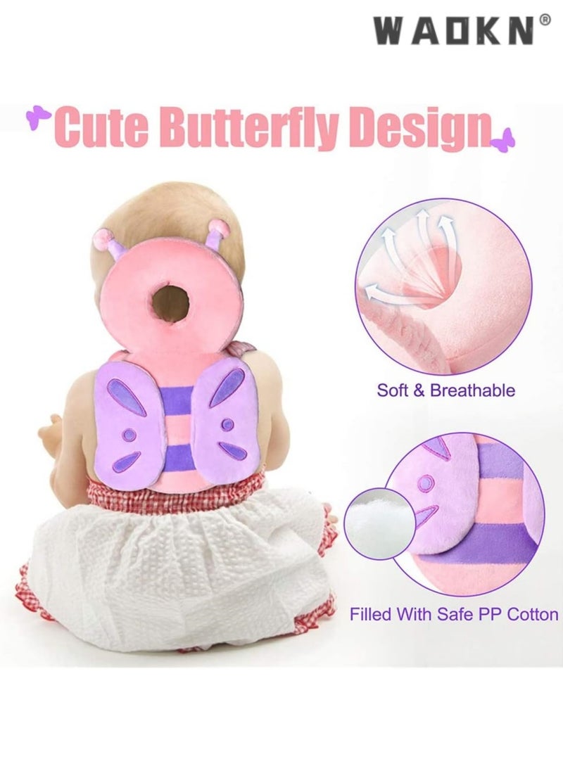 Toddler Baby Head Protection Cushion, Backpack Wear, Infant Support Head Pillows Soft Baby Nursery Pillows Support Head Sleep Pillows (Pink Butterfly)