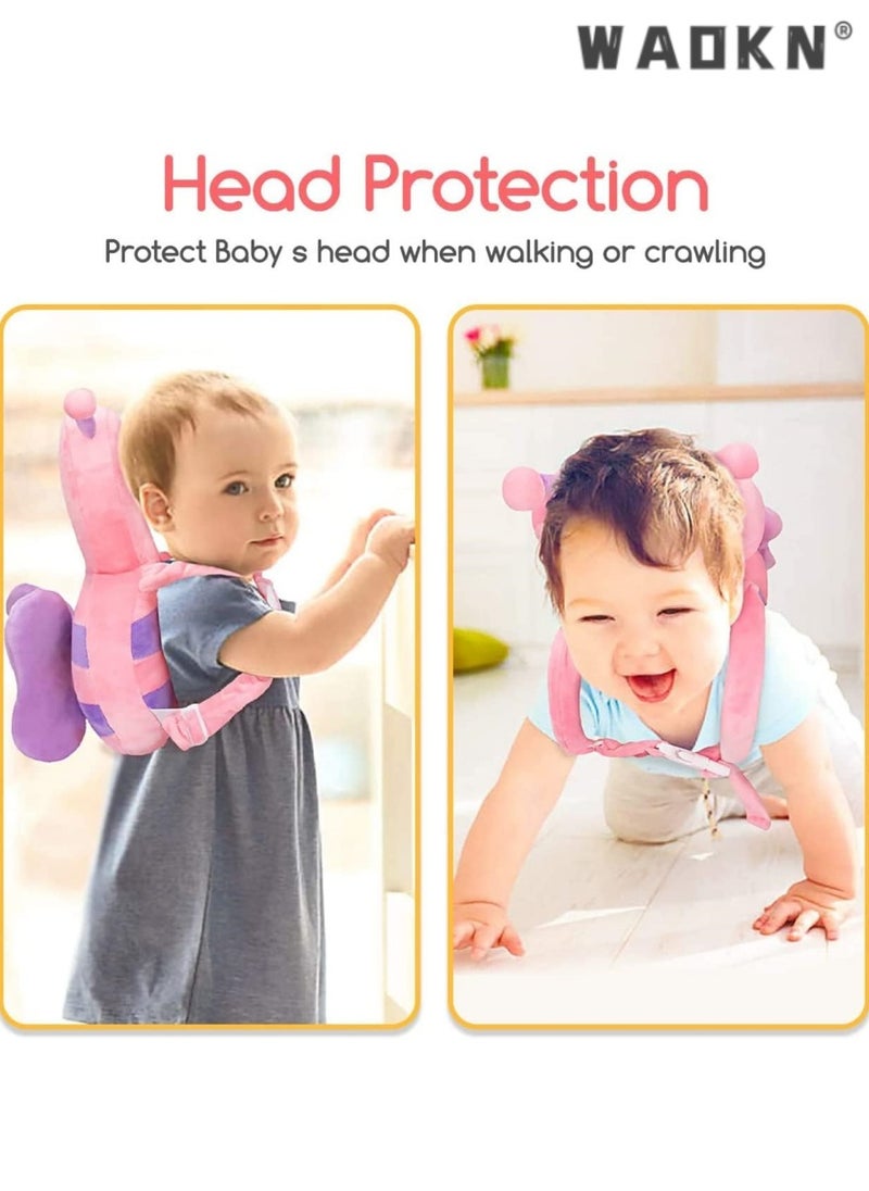 Toddler Baby Head Protection Cushion, Backpack Wear, Infant Support Head Pillows Soft Baby Nursery Pillows Support Head Sleep Pillows (Pink Butterfly)