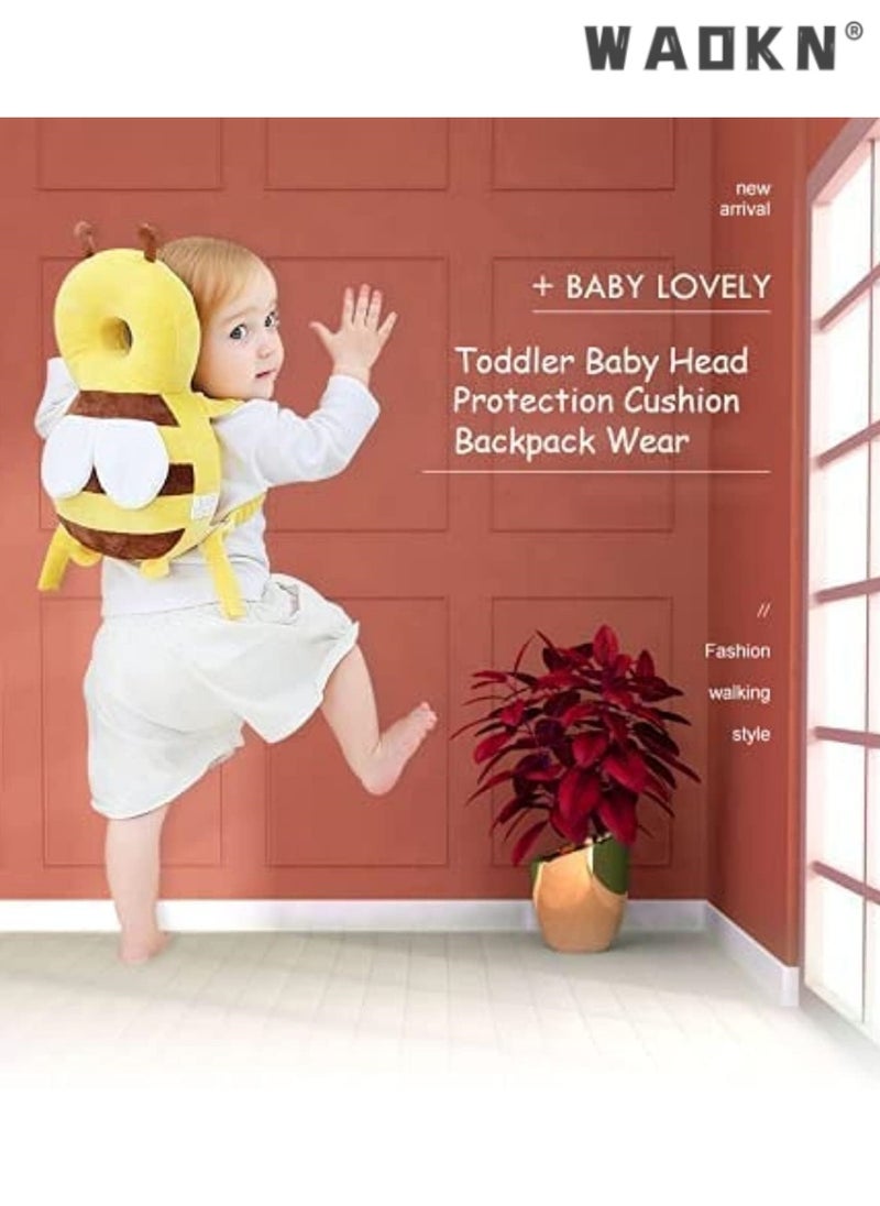 Toddler Baby Head Protection Cushion, Backpack Wear, Infant Support Head Pillows Soft Baby Nursery Pillows Support Head Sleep Pillows (Yellow Bee)