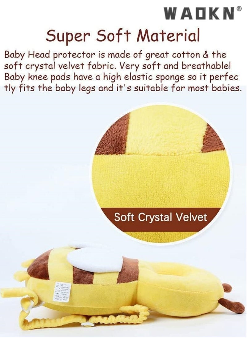 Toddler Baby Head Protection Cushion, Backpack Wear, Infant Support Head Pillows Soft Baby Nursery Pillows Support Head Sleep Pillows (Yellow Bee)