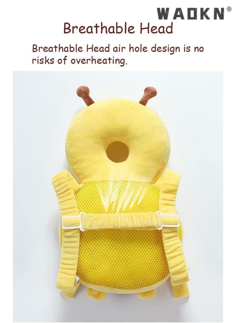 Toddler Baby Head Protection Cushion, Backpack Wear, Infant Support Head Pillows Soft Baby Nursery Pillows Support Head Sleep Pillows (Yellow Bee)