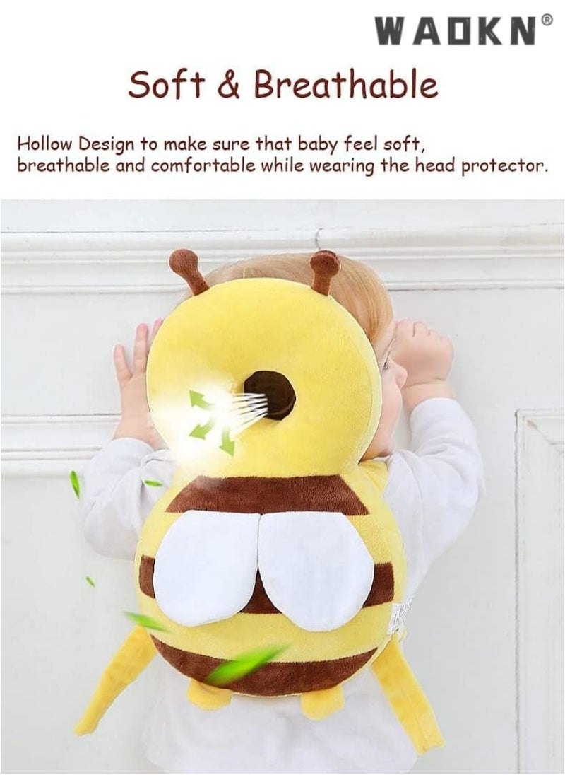 Toddler Baby Head Protection Cushion, Backpack Wear, Infant Support Head Pillows Soft Baby Nursery Pillows Support Head Sleep Pillows (Yellow Bee)