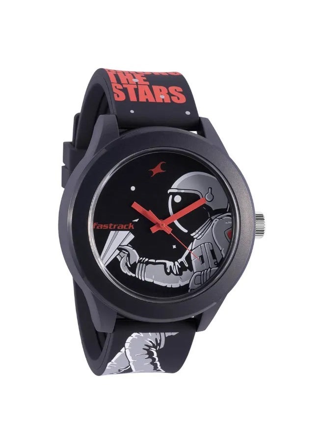 Fastrack Space Rover Quartz Analog Unisex Watch With Black Dial Black Colour Silicone Strap