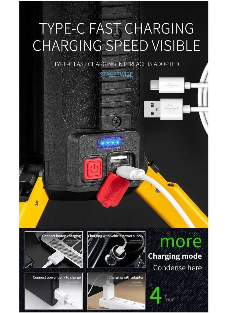 Torch Light Portable Flashlight Strong Long-Range Spotlight Hand Light USB Rechargeable Outdoor Waterproof Camp Lantern Searchlight