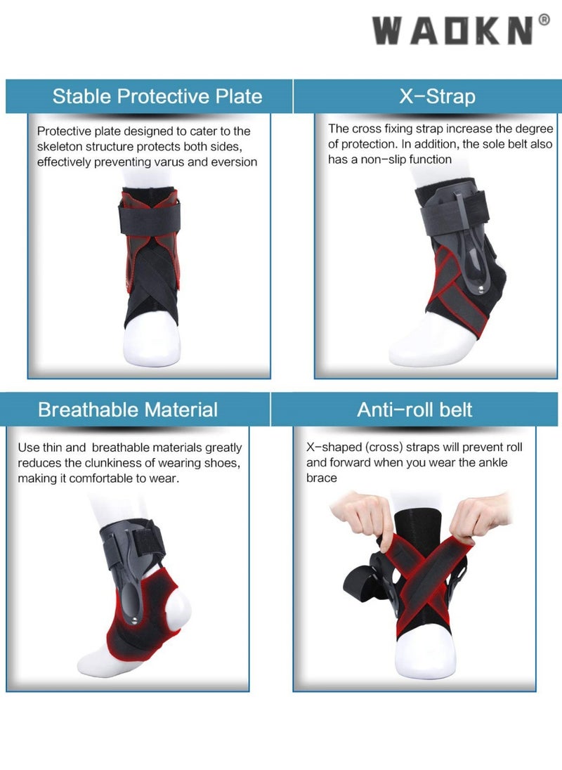 Ankle Brace, Ankle Support Brace for Ankle Sprains, Ankle Braces for Men Women, Ankle Support Sprained Ankle Brace for Basketball Soccer Volleyball - L