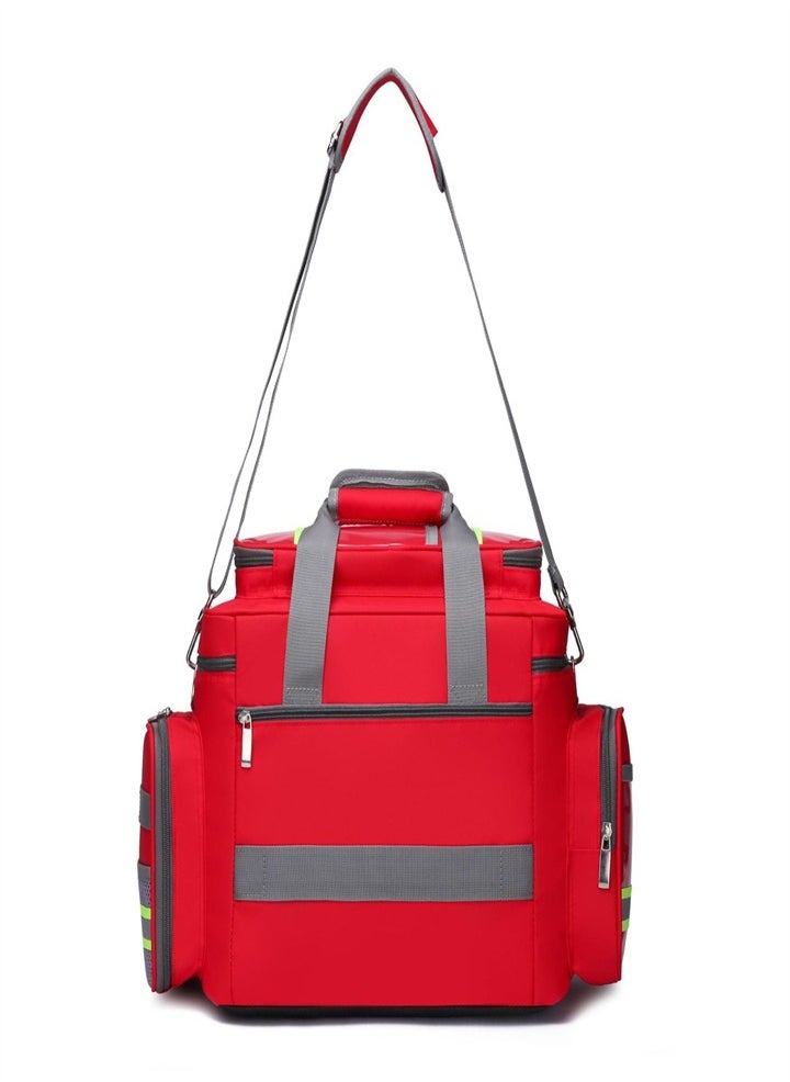Large capacity medicine box - first aid bag with reflective strips - waterproof large size - suitable for camping - travel - community doctor - home care - red