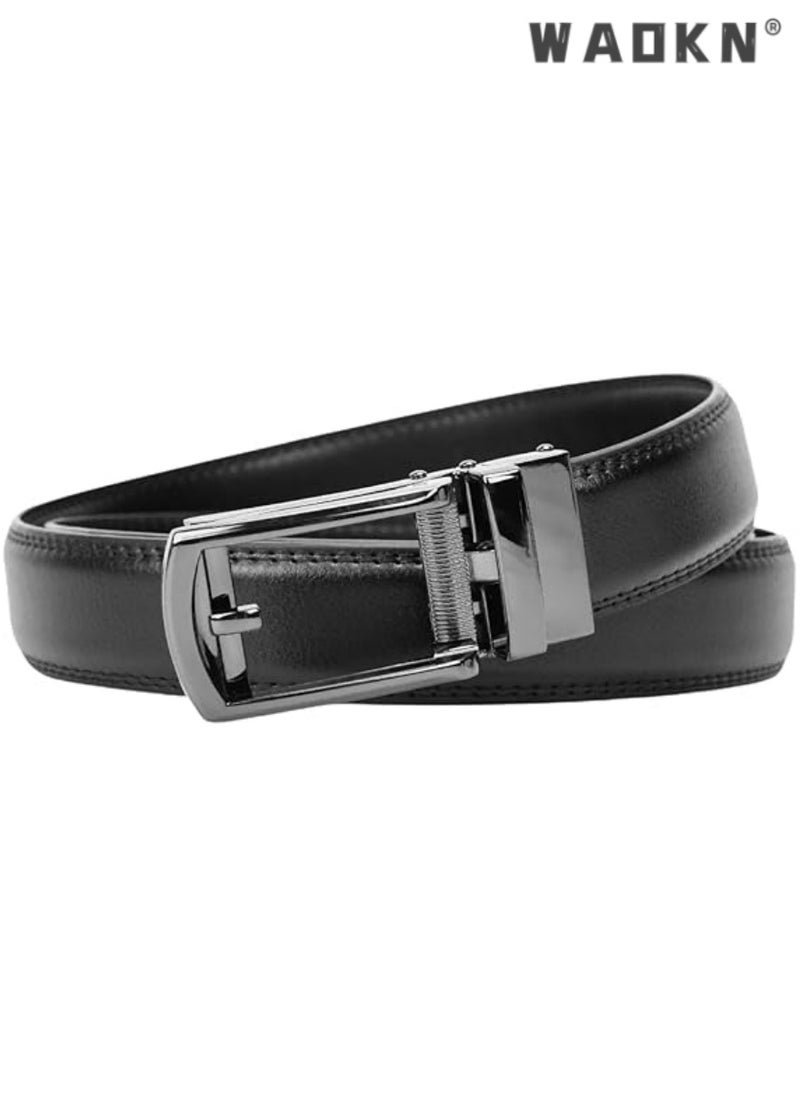 Classic yet fashionable men's cowhide belt with a rotating buckle, crafted from superior genuine leather for an elegant gentleman's style , 120cm（Black）