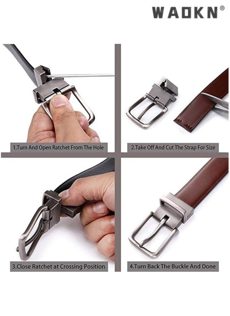 Leather Dress Belts for Men, Men's Casual Jeans Belts, Classic Work Business Dress Belt,stainless Steel Buckle Top Layer Genuine Leather Belt，Classic yet fashionable men's cowhide belt with a rotating buckle,vintage Casual Jeans Work Business Belt