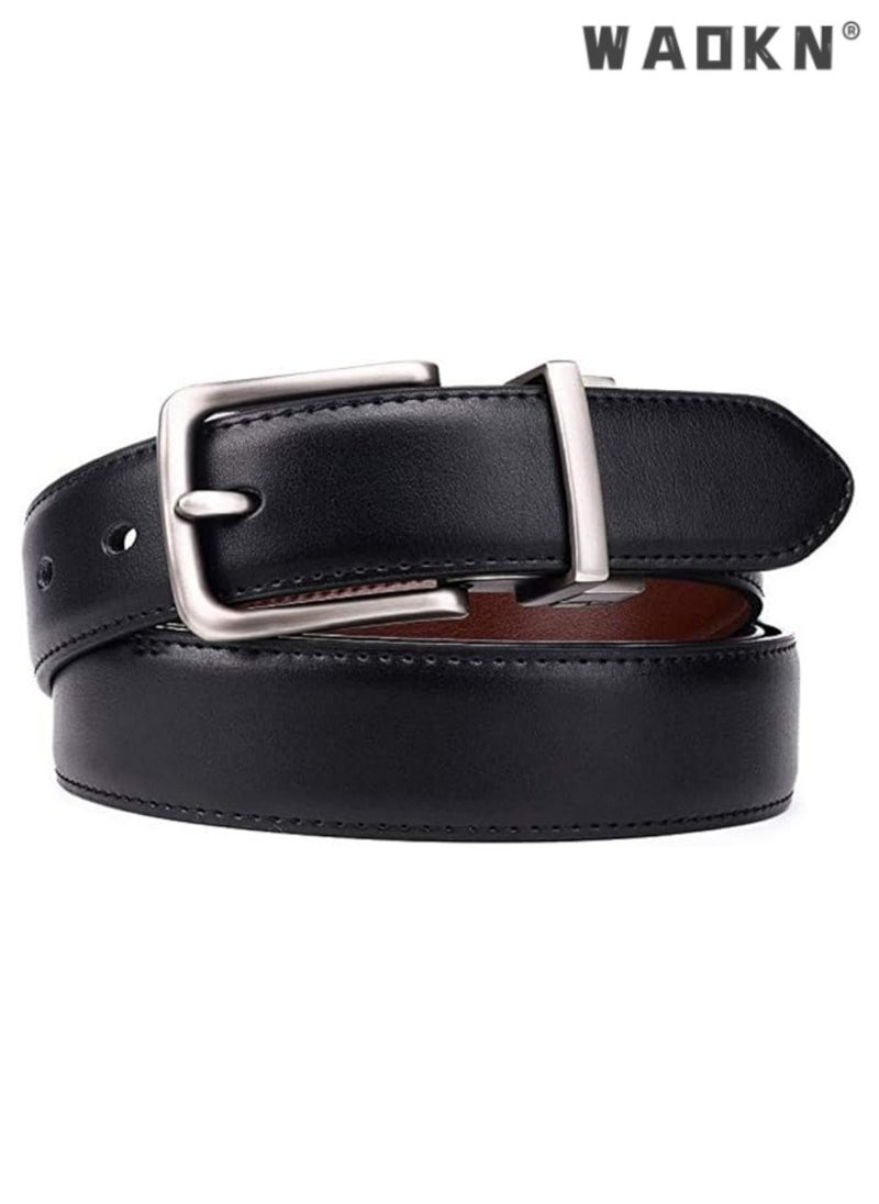 Leather Dress Belts for Men, Men's Casual Jeans Belts, Classic Work Business Dress Belt,stainless Steel Buckle Top Layer Genuine Leather Belt，Classic yet fashionable men's cowhide belt with a rotating buckle,vintage Casual Jeans Work Business Belt