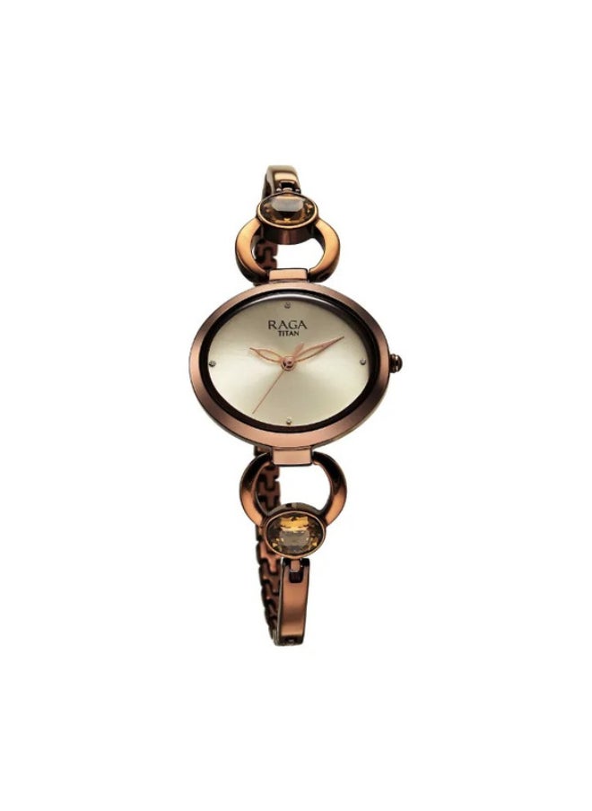 Titan Raga Viva Quartz Analog Champagne Dial Metal Strap Watch for Women