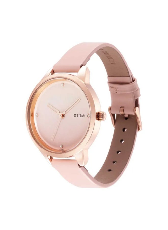 Pastel Dreams Pink Dial Pink Leather Strap Watch