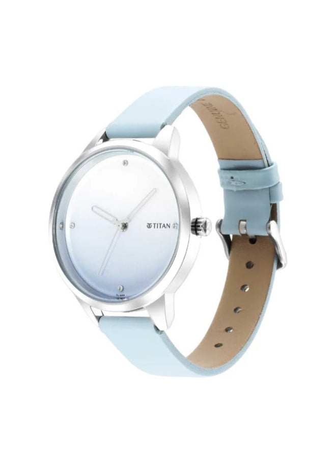 Pastel Dreams Blue Dial Blue Leather Strap Watch