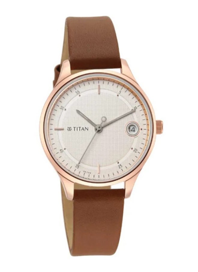 Workwear Silver Dial Brown Leather Strap Watch