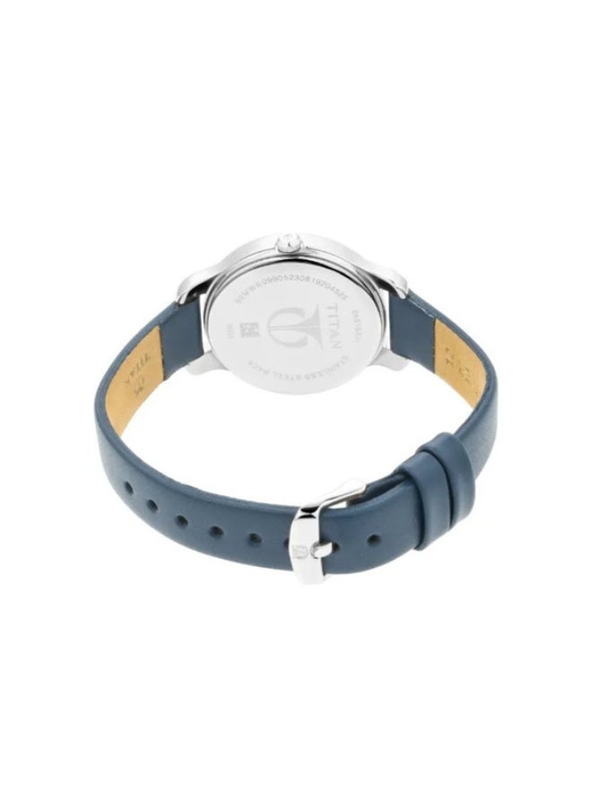 Titan Women's Chic minimalist watch with White dial and leather strap