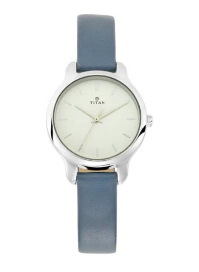 Titan Women's Chic minimalist watch with White dial and leather strap