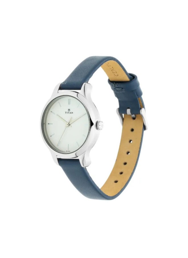 Titan Women's Chic minimalist watch with White dial and leather strap