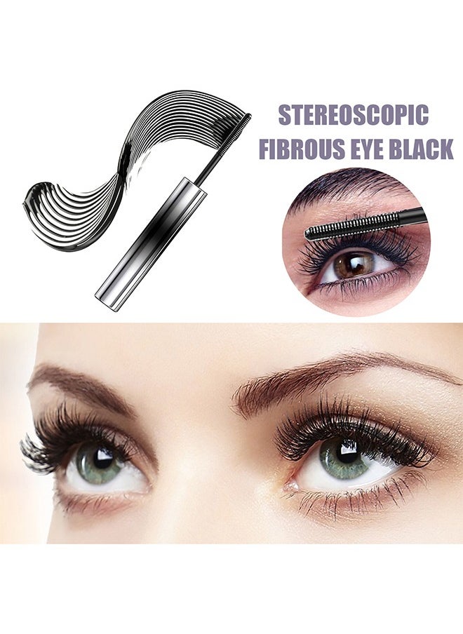 Stereoscopic Fibrous Eye Black Mascara, Extension Mascara Black, Waterproof Mascara for Eyelashes, Volume Lash Lengthening Mascara, Long-Lasting Lashes, Thick Curling Eyelash Mascara, 4g
