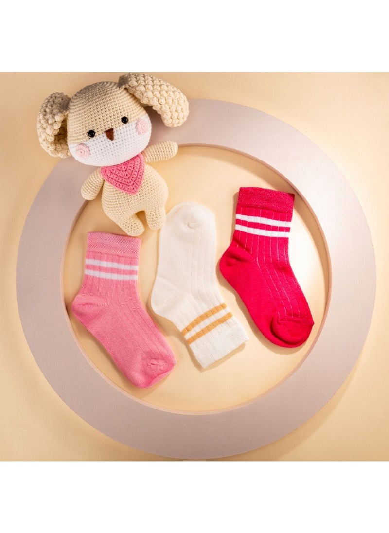 9-Pack Cotton Kids College Socks Baby Unisex Girls Women Boys School Socks, White Black Pink