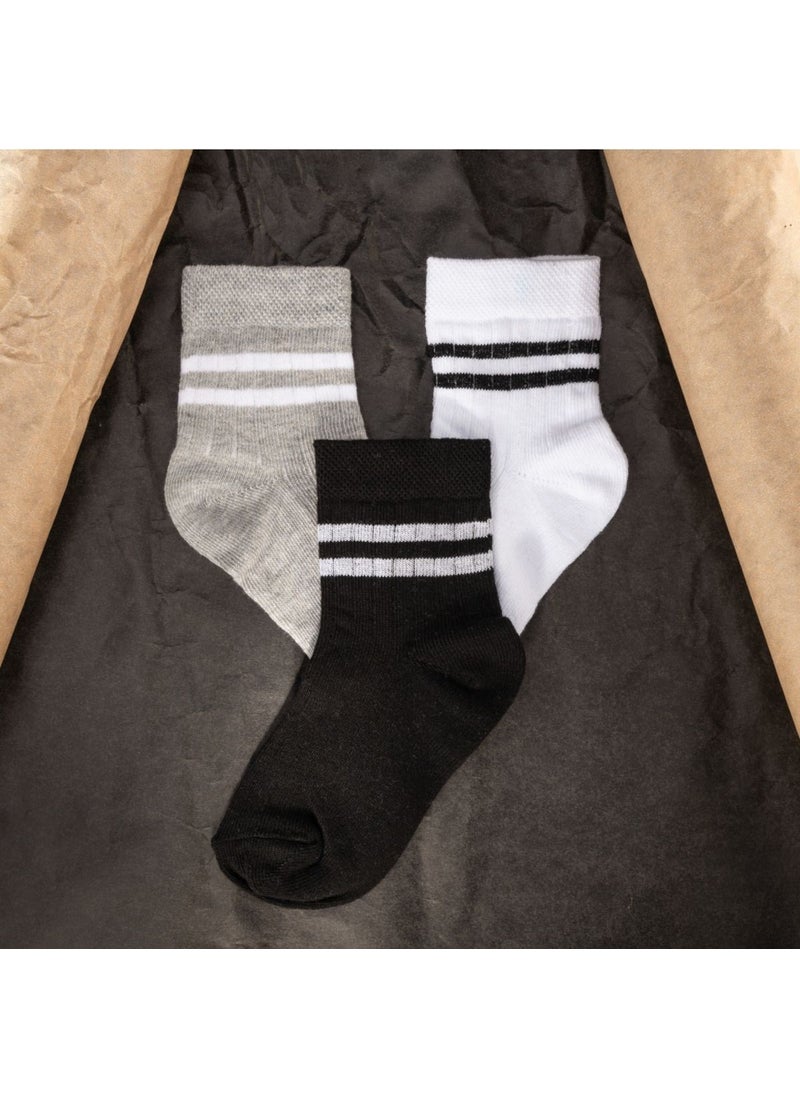 9-Pack Cotton Kids College Socks Baby Unisex Girls Women Boys School Socks, White Black Pink