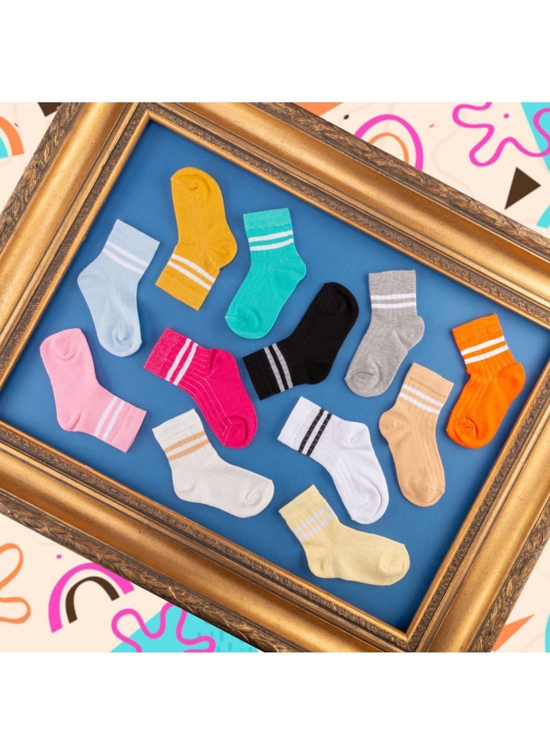 9-Pack Cotton Kids College Socks Baby Unisex Girls Women Boys School Socks, White Black Pink