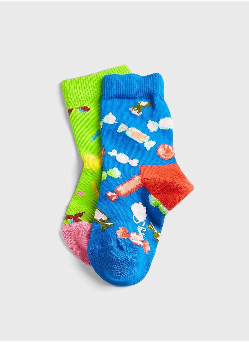 Kids 2 Pack Candy And Balloons Socks Gift Box