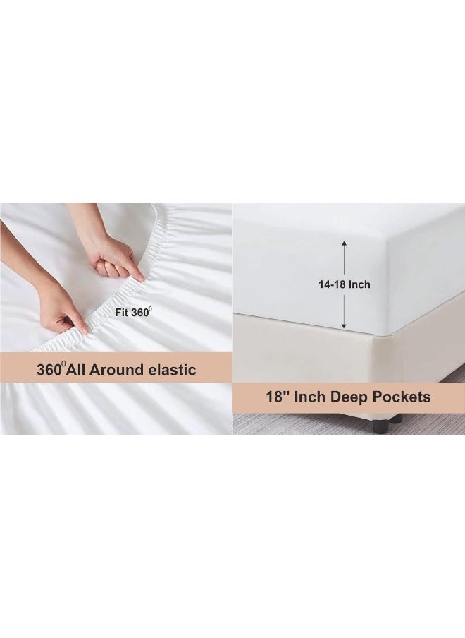 Dormica Soft&Rich Luxurious 1000 Thread Count Italian Finish 100% Egyptian Cotton 4-Piece Bed Sheet Set, Fits Mattress Up to 19 inches Deep Pocket, Solid Pattern King Off-white