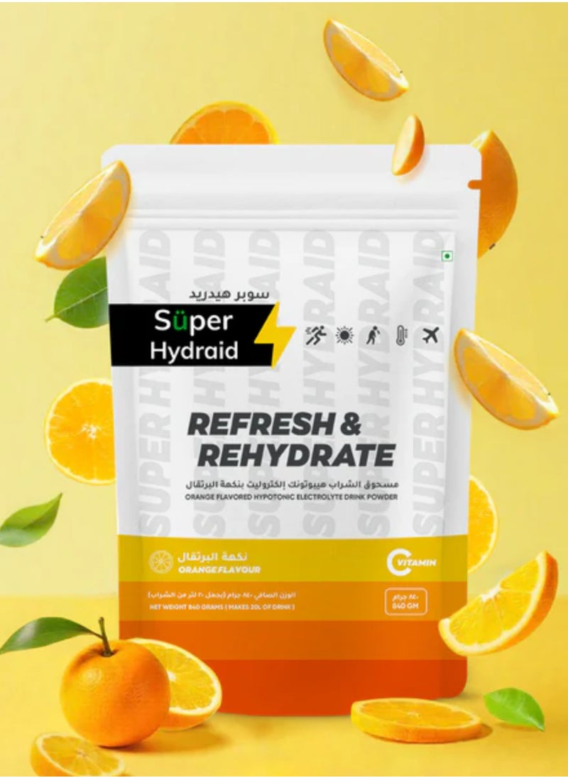 Super Hydraid Refresh & Hydrate Orange flavour 21gm x 10 Sachets