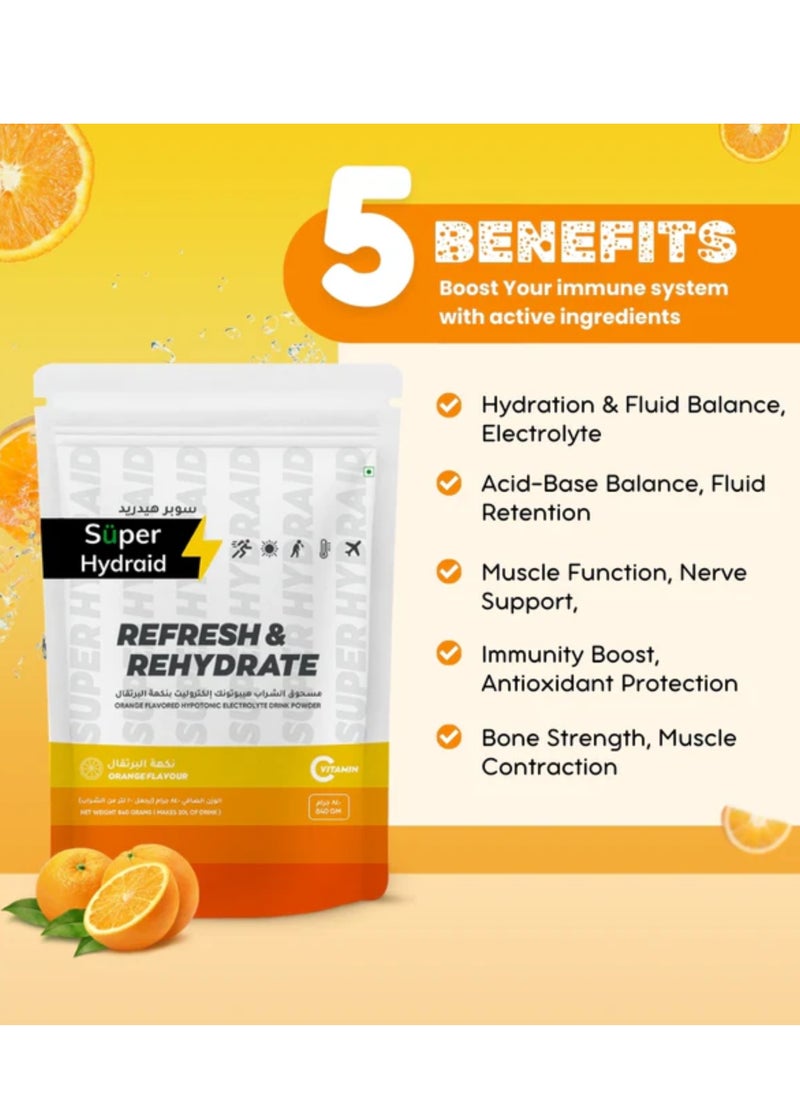 Super Hydraid Refresh & Hydrate Orange flavour 21gm x 10 Sachets