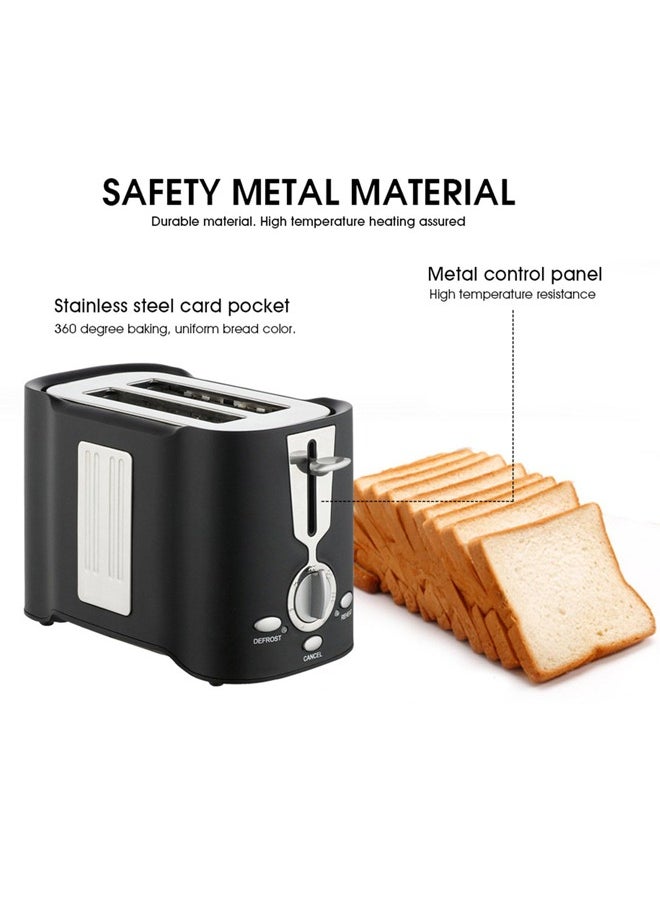 800W Toaster Multi-Function Toaster Driver for Household Baking Two Slices Stainless Steel Retro Style Bread Toaster