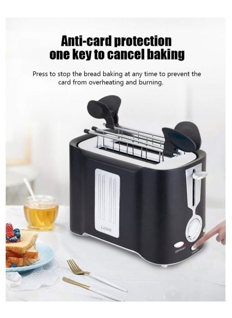 800W Toaster Multi-Function Toaster Driver for Household Baking Two Slices Stainless Steel Retro Style Bread Toaster