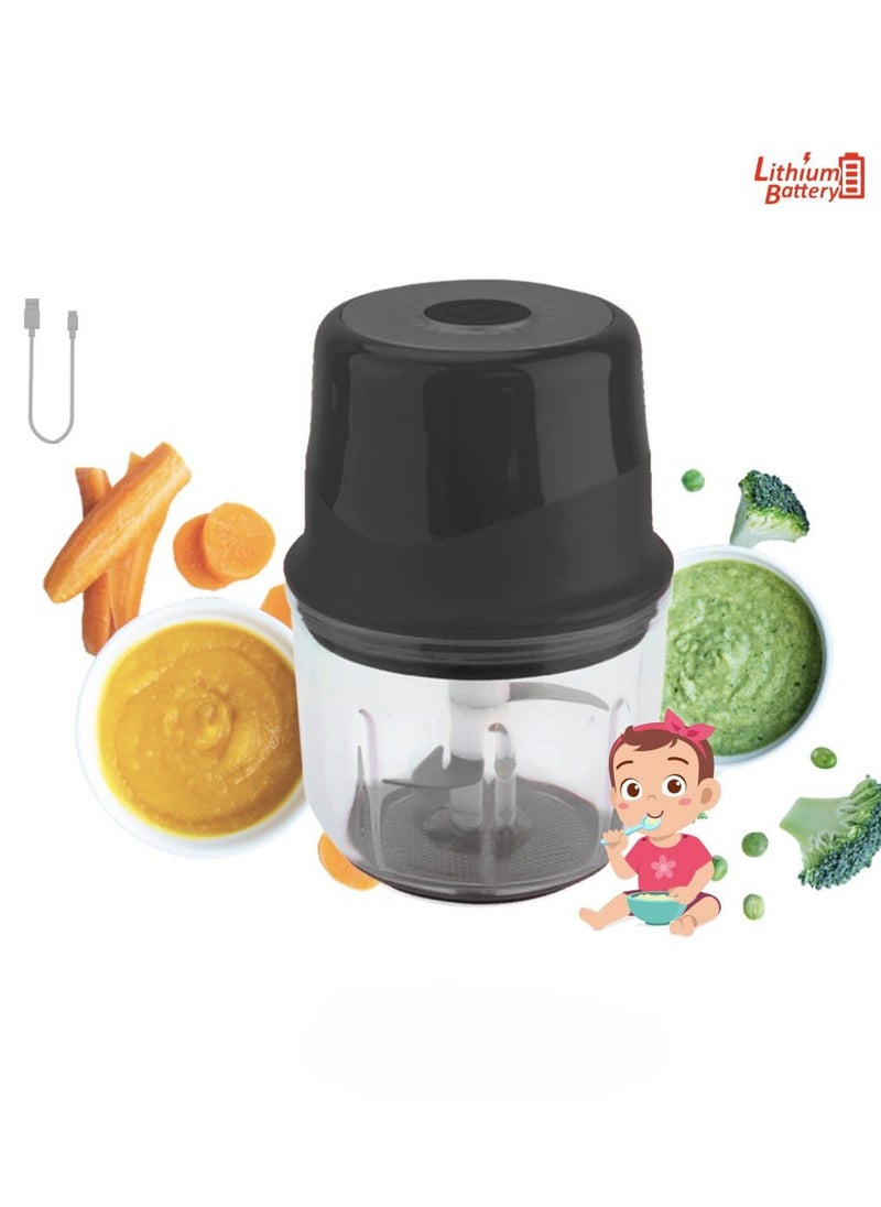 Cordless Mini Chopper Blender– 30W Motor, USB Rechargeable 1500mAh Battery, 0.3L Durable Glass Bowl, 3 Stainless Steel Blades, One-Speed Press Control, Electric Food Processor for Juice,  Garlic, Veggies & Nuts