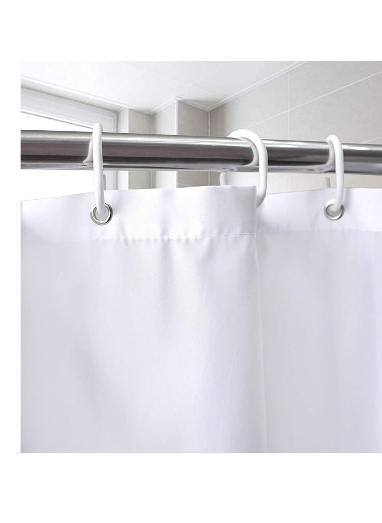 Polyester Shower Curtain White 120X200CM，Lightweight Super Soft Easy Care Microfiber Texture Shower Curtain