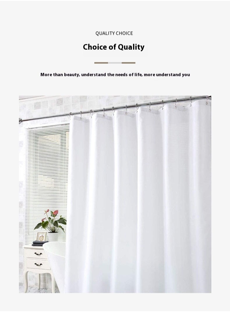 Polyester Shower Curtain White 120X200CM，Lightweight Super Soft Easy Care Microfiber Texture Shower Curtain