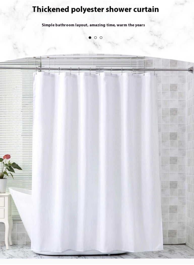 Polyester Shower Curtain White 120X200CM，Lightweight Super Soft Easy Care Microfiber Texture Shower Curtain