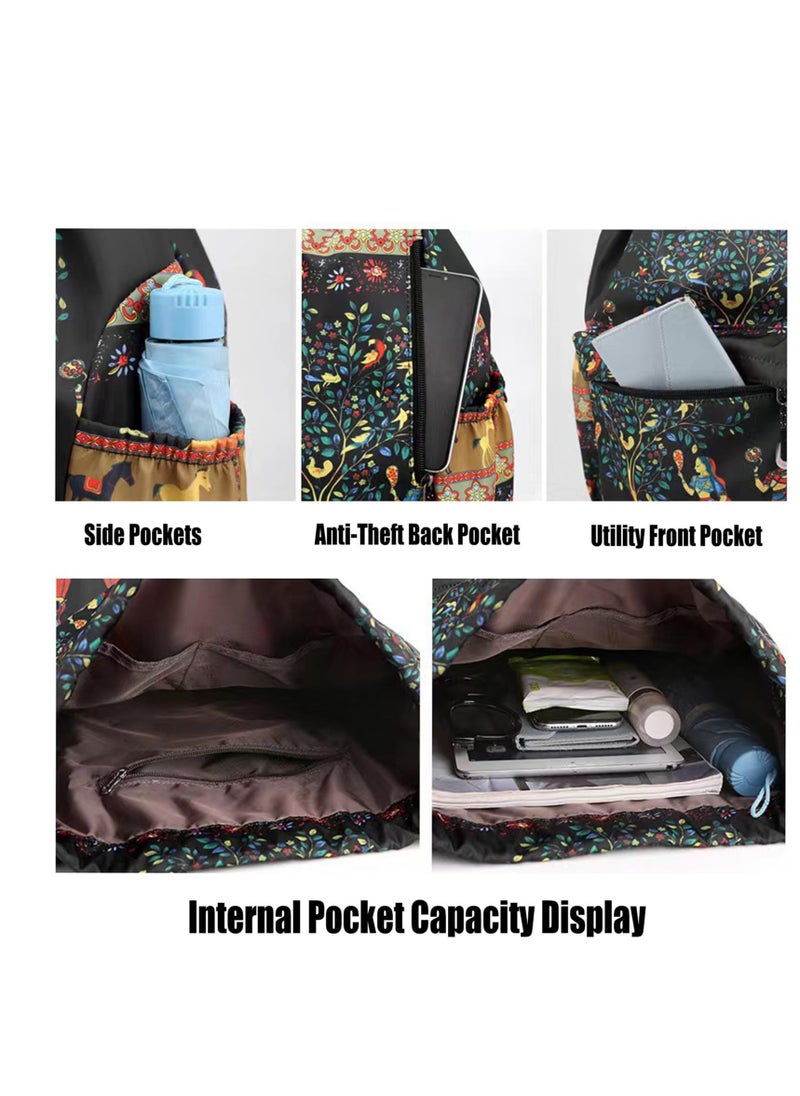1 Pcs Drawstring Foldable Large Capacity Dry Wet Separation Travel Sports Backpack for Gym Bag Portable Waterproof Multiple Pockets Fitness Men and Women Elephant