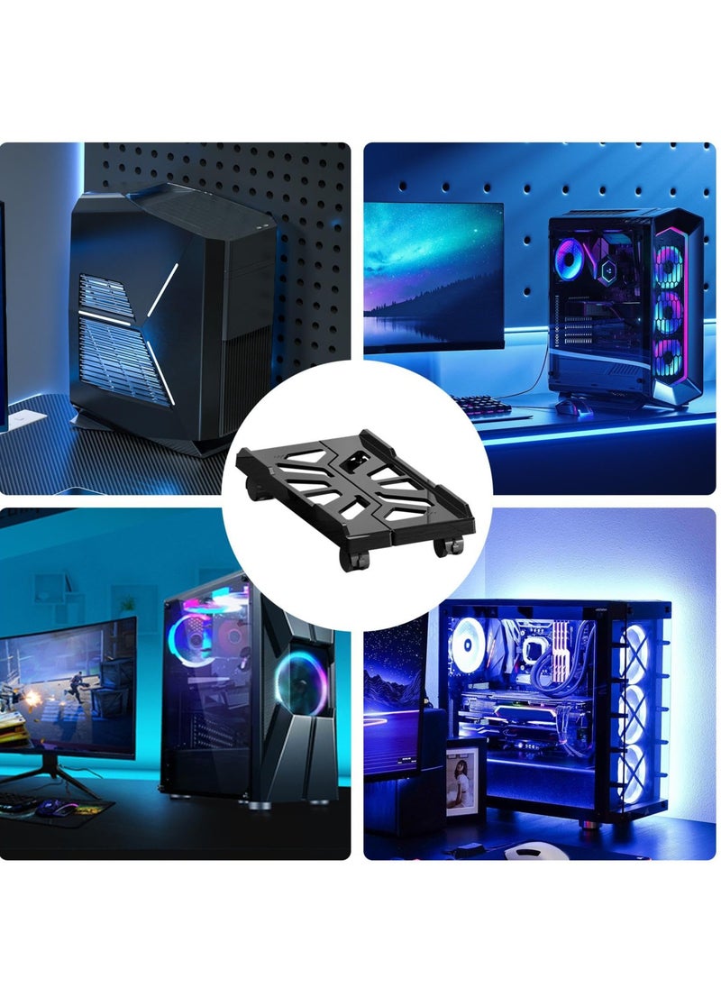 Adjustable CPU Stand, Heavy-Duty Desktop Computer Host Bracket, PC Tower Stand with Rolling Caster Wheels, Ventilated PC Floor Riser, Mobile CPU Holder for Gamers, Under Desk CPU Cart