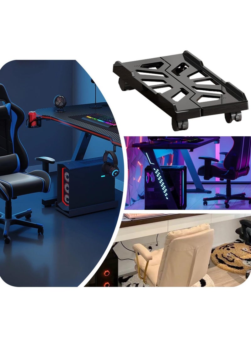 Adjustable CPU Stand, Heavy-Duty Desktop Computer Host Bracket, PC Tower Stand with Rolling Caster Wheels, Ventilated PC Floor Riser, Mobile CPU Holder for Gamers, Under Desk CPU Cart