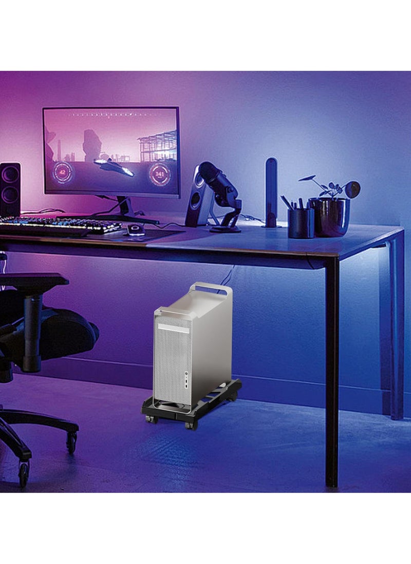 Adjustable CPU Stand, Heavy-Duty Desktop Computer Host Bracket, PC Tower Stand with Rolling Caster Wheels, Ventilated PC Floor Riser, Mobile CPU Holder for Gamers, Under Desk CPU Cart