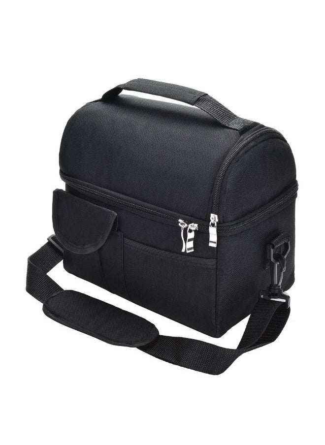 Large Capacity Insulated Keep Warm Lunch Bag Oxford Material Black 26x16x24cm