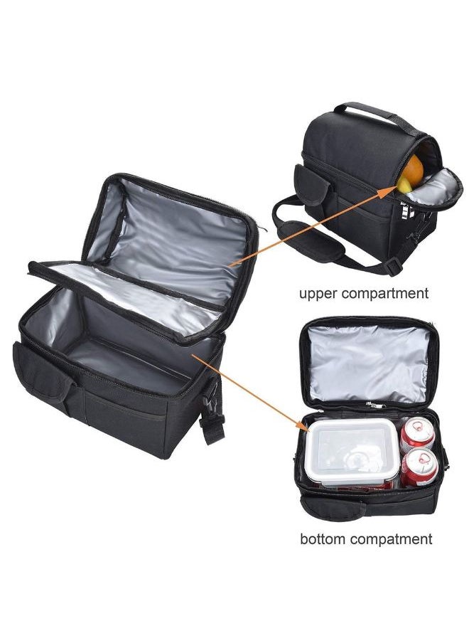 Large Capacity Insulated Keep Warm Lunch Bag Oxford Material Black 26x16x24cm