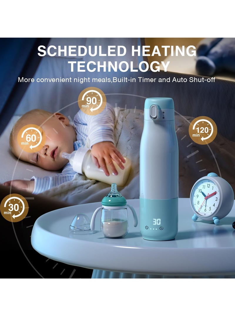Portable Bottle Warmer, 12 oz Nano Film Heating, 9000mAh Battery, 55W Power, Fast Charging, Anti-Dry and Anti-Burn, Baby Travel Warmer, Ideal for Breastmilk and Formula