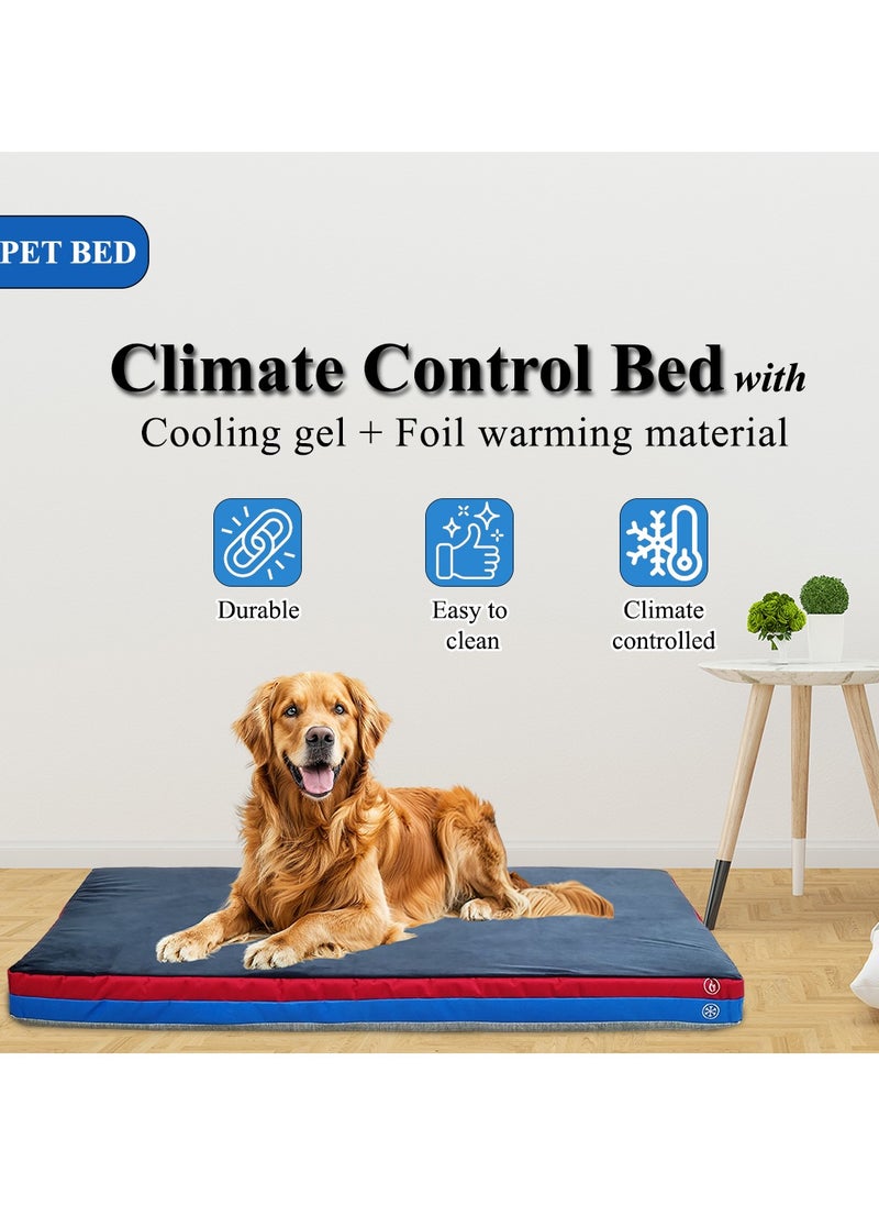 Pet bed with Memory foam, Comfortable and for all breeds, Dog mattress for Crate, Travel, & Floor use, Orthopedic pet bed with Cooling and Warm double-sided 101 cm (Blue)