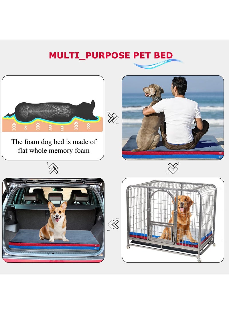 Pet bed with Memory foam, Comfortable and for all breeds, Dog mattress for Crate, Travel, & Floor use, Orthopedic pet bed with Cooling and Warm double-sided 101 cm (Blue)