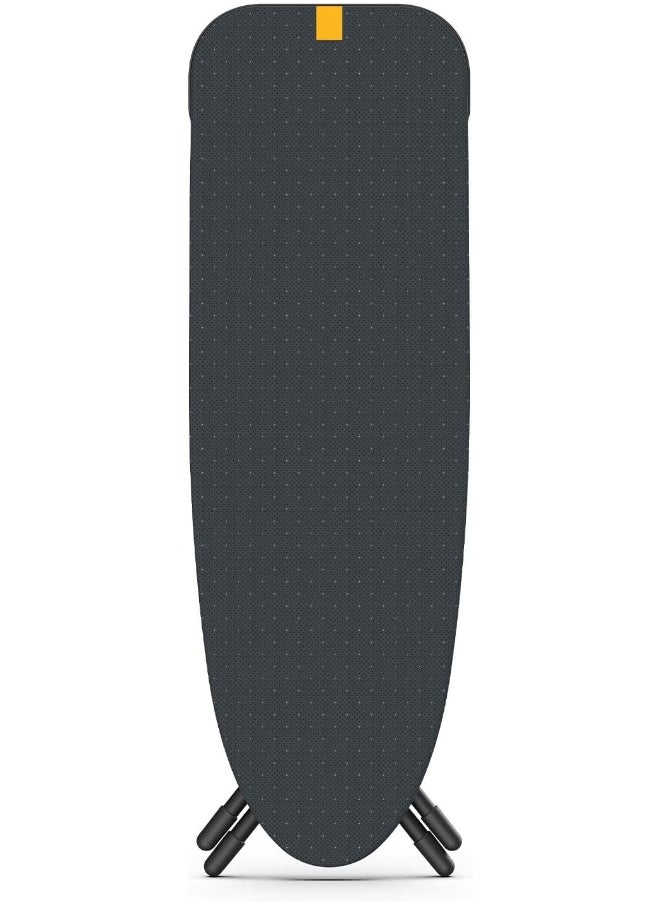 Joseph Joseph Glide Plus Large Ironing Board 135 x 45cm with Compact Adjustable Legs and Integrated Heat Resistant Steam Iron Rest, Anti-drip super absorbent Cotton cover, Black/Blue
