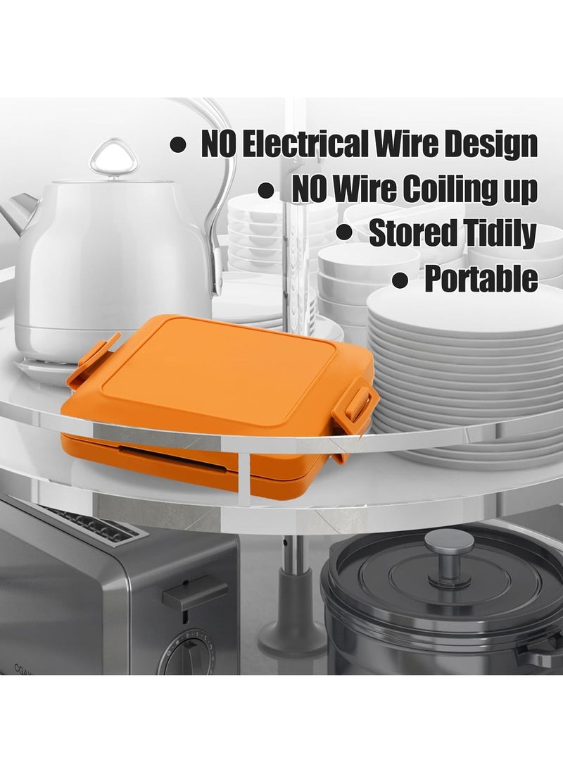 Sandwich Maker, Tasty Mini Toaster, Sandwich Maker, Panini Maker, Non-Stick Breakfast Grilled Cheese Maker, Dishwasher Safe, NO Electricity, Wireless, Fast, Toastie Safe in Microwave Oven, Orange