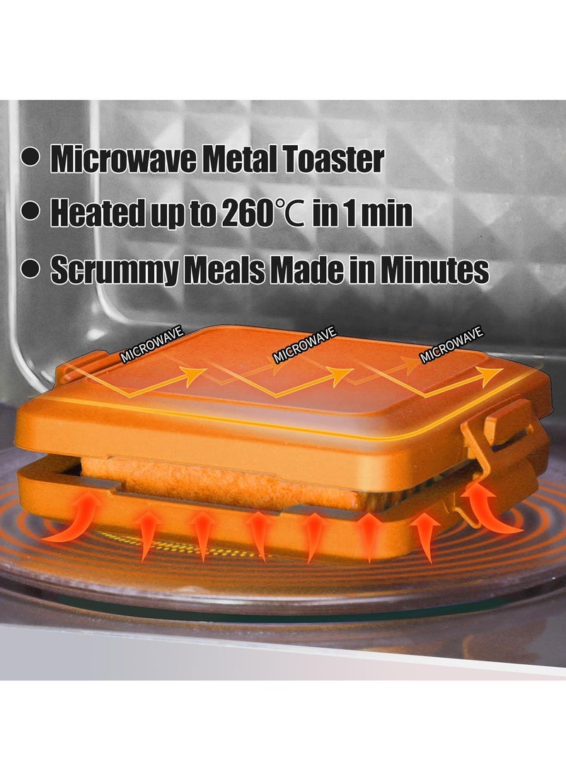 Sandwich Maker, Tasty Mini Toaster, Sandwich Maker, Panini Maker, Non-Stick Breakfast Grilled Cheese Maker, Dishwasher Safe, NO Electricity, Wireless, Fast, Toastie Safe in Microwave Oven, Orange