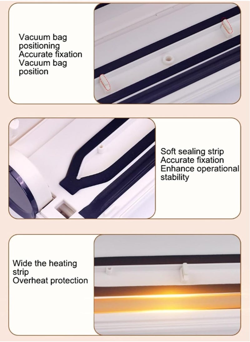 Vacuum Sealer Machine, Mini Bag Sealer, Food Vacuum Saver, Fully Automatic Vacuum Sealer for Food Storage, Portable Resealer Machine for Chip, Plastic Bags Food Storage Snacks, with 10 Bags, White