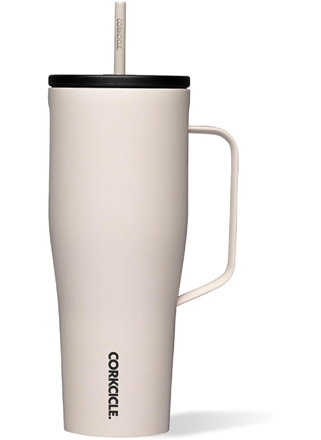 Corkcicle Cold Cup XL Insulated Tumbler with Handle, Lid, & Straw, Latte, 30 oz – Reusable Cupholder Friendly Water Bottle Keeps Drinks Cold 12hrs